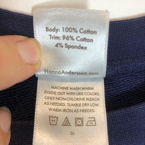 Hanna Andersson -Unisex Kid's Navy Blue 100% Cotton Crewneck Sweatshirt- US 12 - Picture 4 of 5