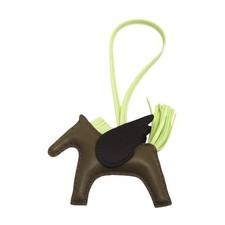 HERMES Pegasus Rodeo Bag Charm Lambskin Brown Leather B Stamp
