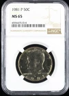 1981-P Kennedy Half Dollar 50c NGC MS65