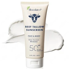 Beef Tallow Sunscreen SPF 50 Natural Sunblock Cream Water Resistant Non-Greasy