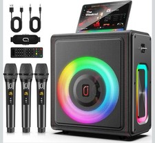 Karaoke Machine with 3 Wireless Mics  Bluetooth 5.3 Speaker with Echo...