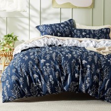Bedsure Duvet Cover Queen Size - Reversible Navy Blue Queen Duvet Cover Set with