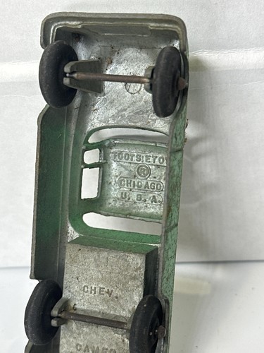 Vintage Tootsietoy Chevy Cameo Carrier camion pressofuso verde USA anni 50 auto giocattolo - Foto 6 di 8