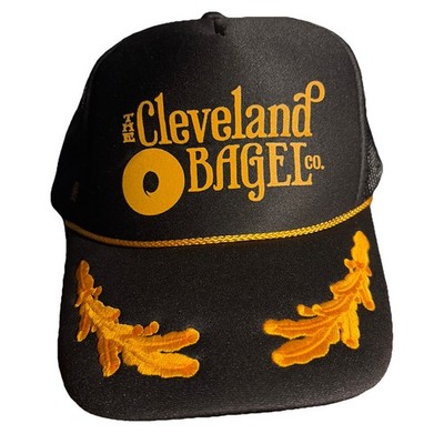 The Cleveland Bagel Co. Trucker Mesh SnapBack Gold Embroidered Rope Accent