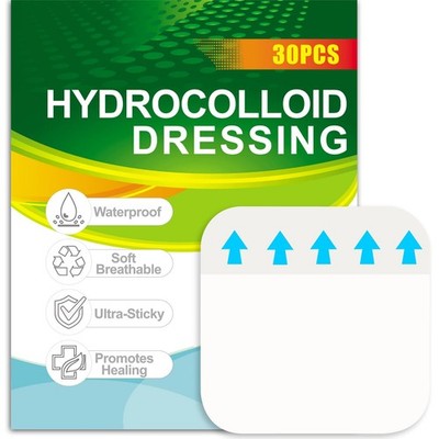 30 Pack Hydrocolloid Bandages 2''x2''   2'' x (30 Dressings), Clear 