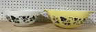 Vintage Pyrex Yellow&White/Black Gooseberry 4 & 2 1/2 Qt. Cinderella Bowls 443