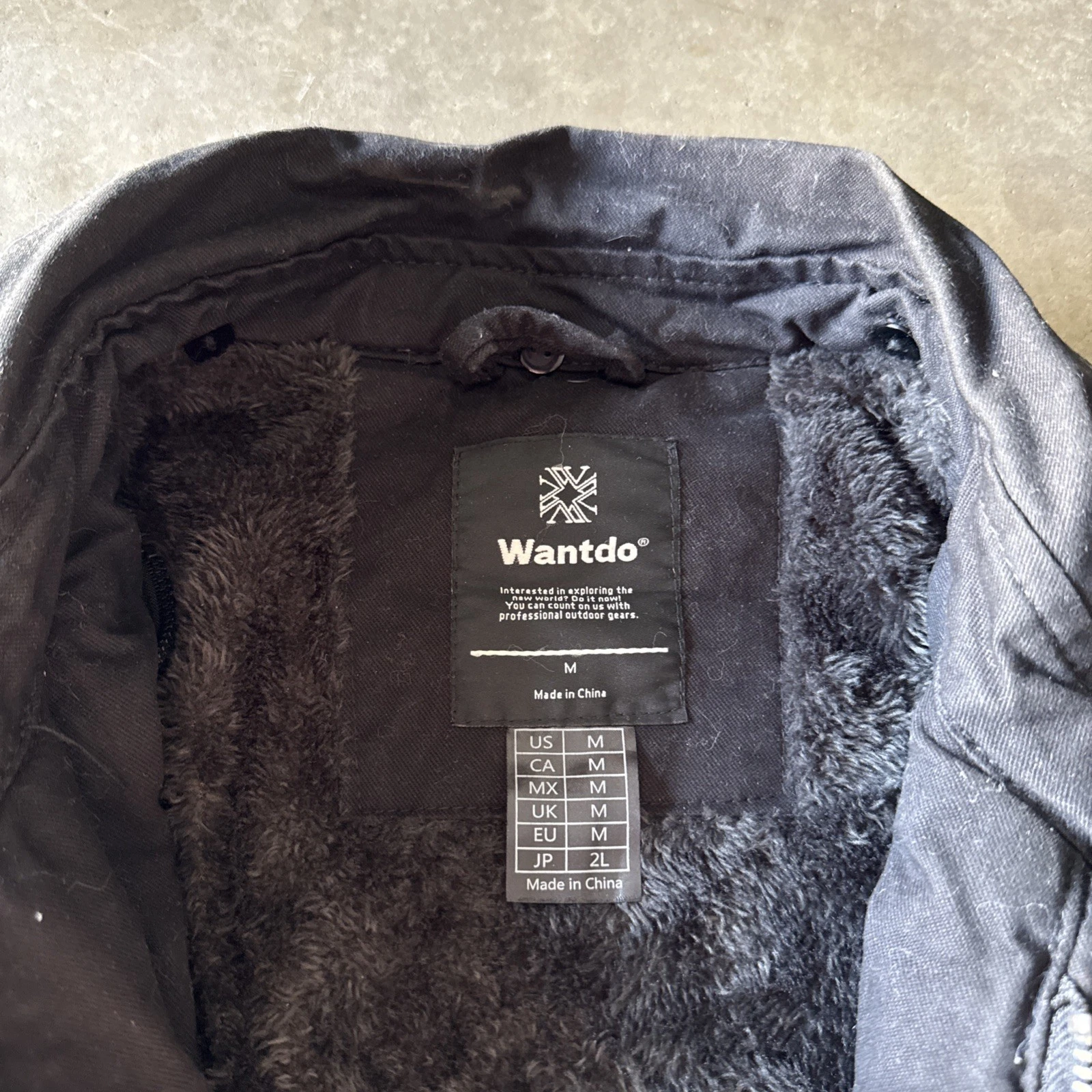 Wantdo Jacket Mens M Canvas BLACK Full Zip Faux Fur Lined Winter Warm Utility - product detail image 9
