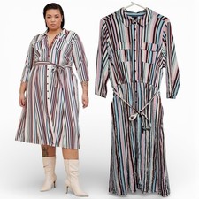 Torrid Womens Size 2 (18/20) Dress Challis Button Front Midi Length Striped