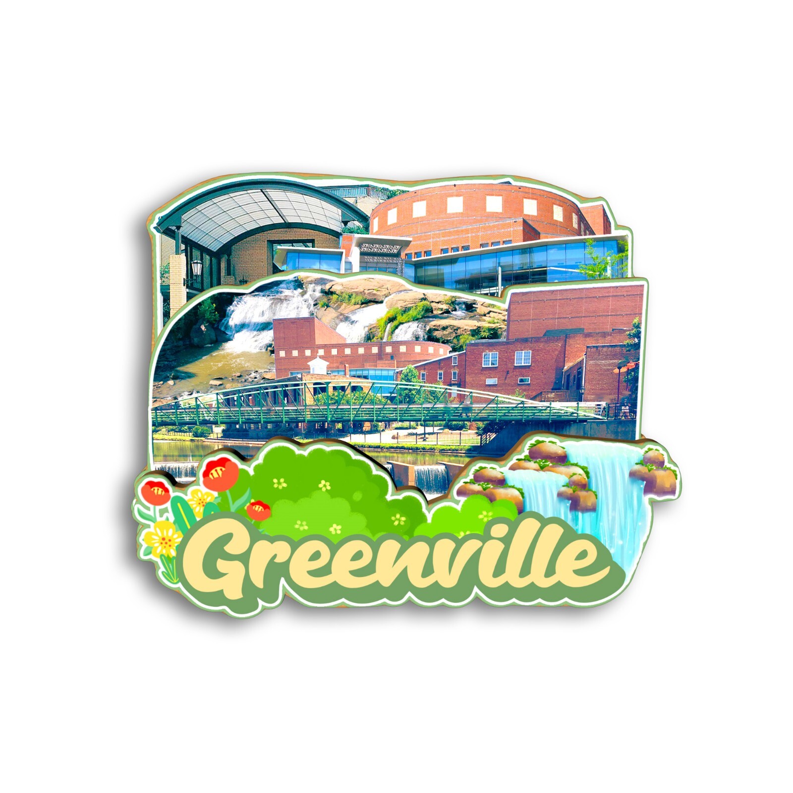 Greenville South Carolina USA Refrigerator magnet 3D travel souvenirs wood craft
