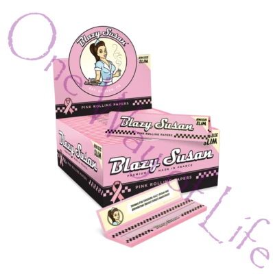 5x Blazy Susan Retro Rolling Papers - Pink, King Size, Vegan, GMO free, Skins