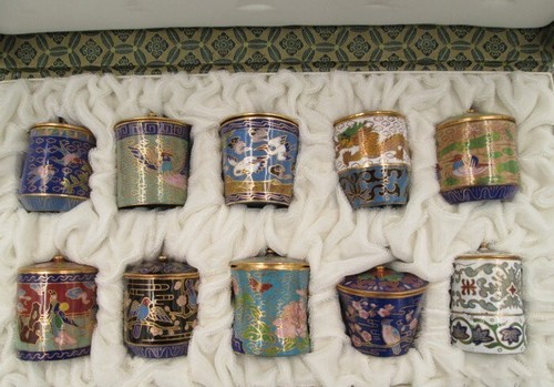 Vintage Chinese Copper & Enamel Cloisonne Decorative Boxes 1960s Perfect Gift - Picture 3 of 12
