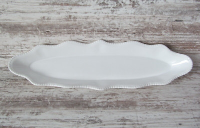 PURE WHITE Home Essentials  Ruffle Edge Oval Platter Plate Dish Olive Pickle NEW