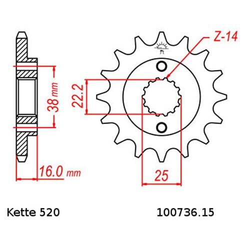 Kit Catena Ducati SL 900 92-97 Catena RK GB 520 ZXW 98 ORO 15/37 - Bild 2 von 4