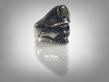 Vintage Elite Officer CAP HAT Skull Sterling Silver 925  Brass Ring by Ezi Zino