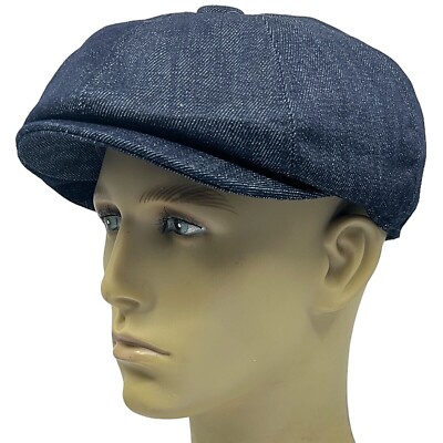 Peaky Blinders Mütze Newsboy Gatsby Cap Dark Denim Jeans Bakerboy Country Flat