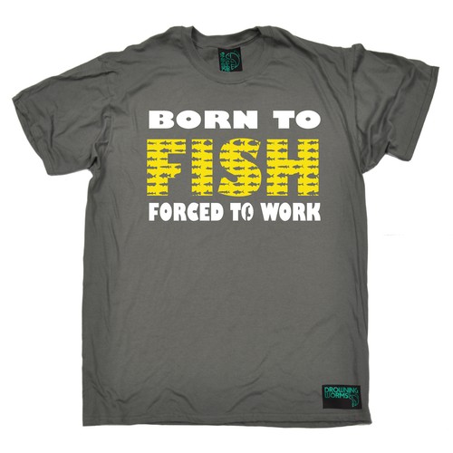 CAMISETA Born To Fish Forzado a Trabajar Camiseta Pesca Mosca Pescadora Mosca Cumpleaños Divertido Regalo - Imagen 2 de 8