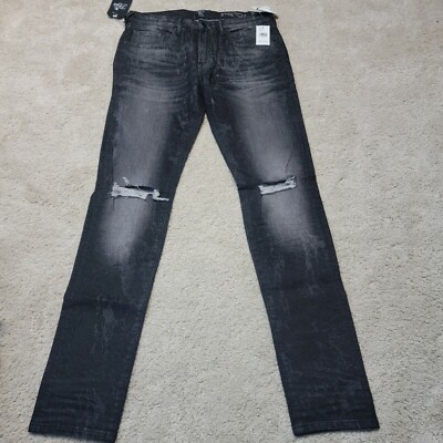 NWT PRPS Men's W32 L32 Windsor Tapered Skinny Stretch Black Buckle Jeans $228