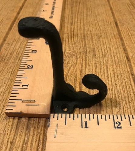 Black Double Wall Hooks Cast Iron 2 3/4" tall Two (2) Black 0170-01202B - Picture 11 of 12