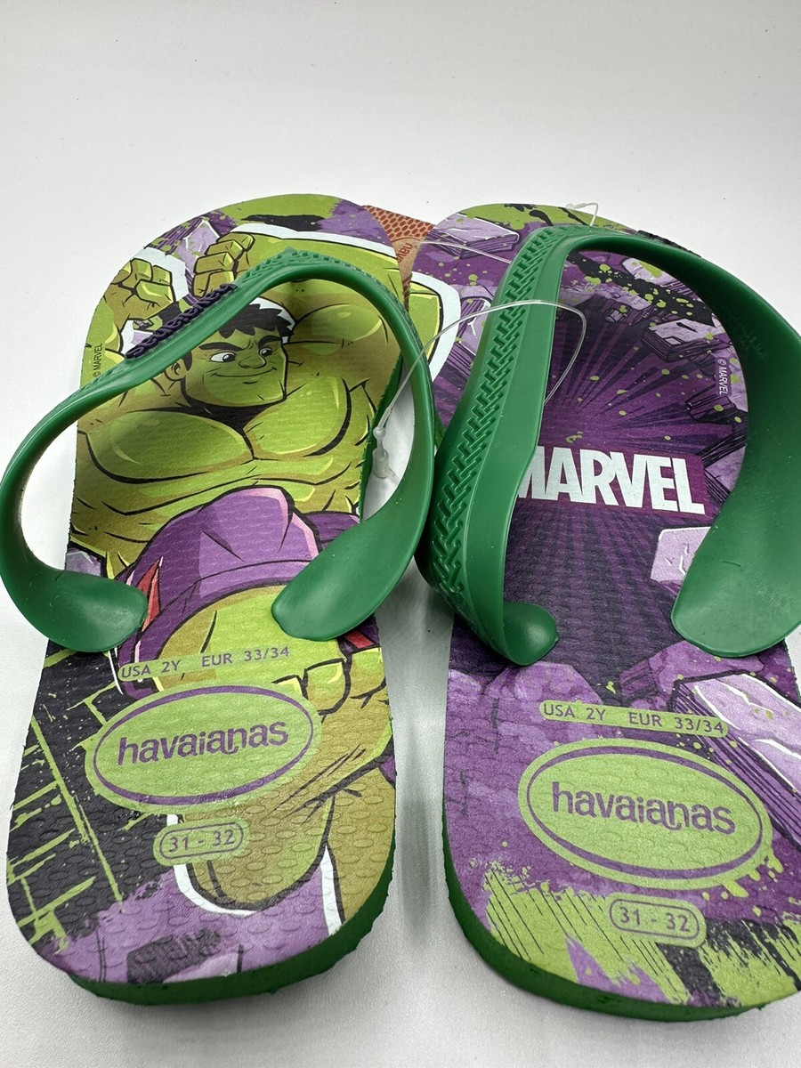 Havaianas Marvel Toddler Boys USA Slippers Flip Flops Hulk Multi