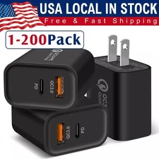 20W PD USB C Wall Charger Fast Quick Charge QC 3.0 Power Adapter Dual Ports Lot