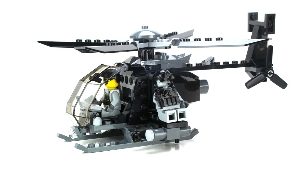 AH-6 Little Bird with 3 Rangers Army helicopter made w/ real LEGO® bricks - Image 4 of 4
