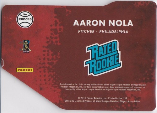 AARON NOLA ROOKIE CARD #'d SP Donruss RATED RC Baseball DIE-CUT INSERT Phillies! - Picture 2 of 2