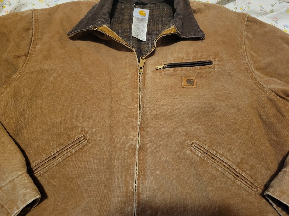 Carhartt Jacket Mens 2XL Brown Detroit Blanket Lined Duck Canvas