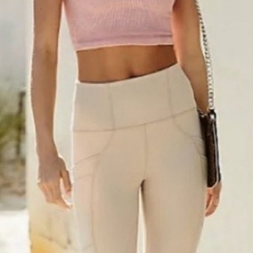 NWT Free People Movement No Limit 7/8 High Waist Leggings in Sandstone Large - Picture 3 of 9