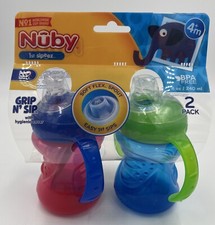 Nuby 2-Pack No-Spill Soft Flex Spout Grip N' Sip Cups, BPA Free-8oz 4 months