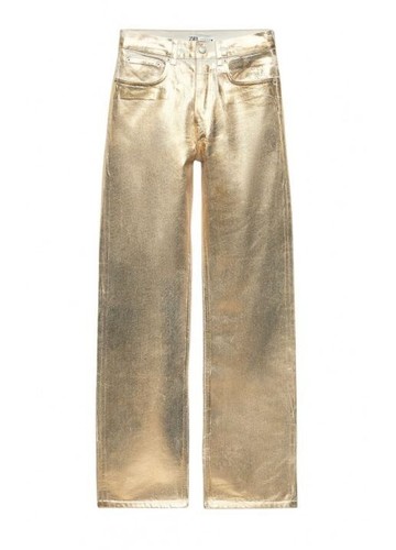 ZARA ZW BOYFRIEND MID-RISE JEANS GOLD Size UK 8 XS EU 36 BNWT - Picture 4 of 7
