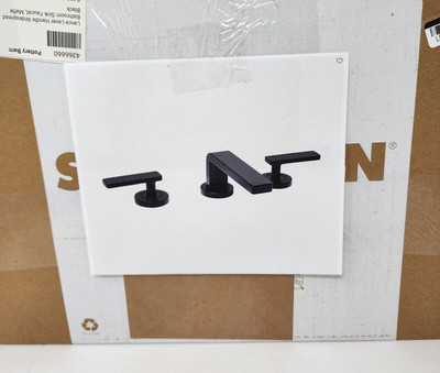 New Pottery Barn Lance Lever Handle Widespread Bathroom Sink Faucet Matte Black