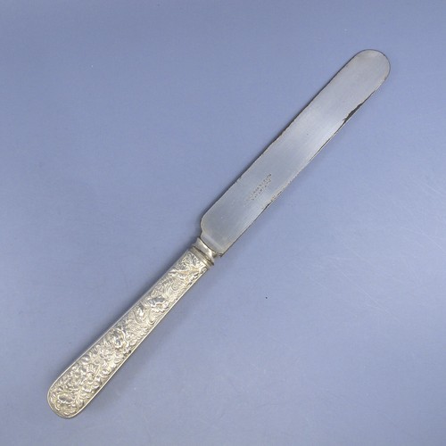 FLORAL (1884) by TIFFANY & Co EP Silverplate 6 Dinner Knife Set 10 1/8" No Mono - Picture 6 of 11
