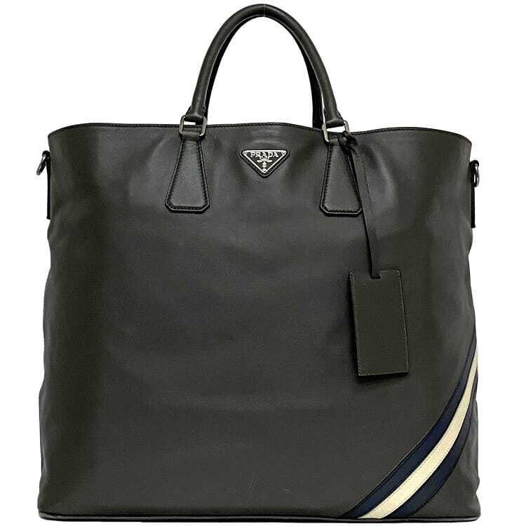 Prada Saffiano Leather Gray Tote Bag EC-22104 Used 56 Good Condition