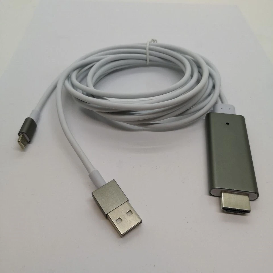 For iPhone 14 13 12 11 8 X iPad HDMI Mirroring Phone to TV HDTV Adapter AV Cable - Image 2 of 4