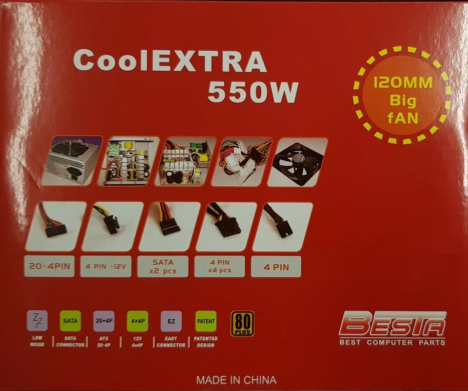 BESTA 550W ATX Power Supply PSU Silent 120mm Fan Desktop Computer PC - image 2 of 3