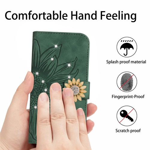 For Xiaomi OPPO MOTO ZTE Diamond Sunflower Flip Card Wallet Stand Case Cover Hot - Picture 8 of 10
