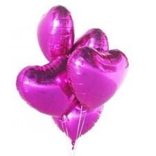 18-inch Fuchsia Heart Shaped Foil Balloon Bouquet 10pk Birthday Party Decoration
