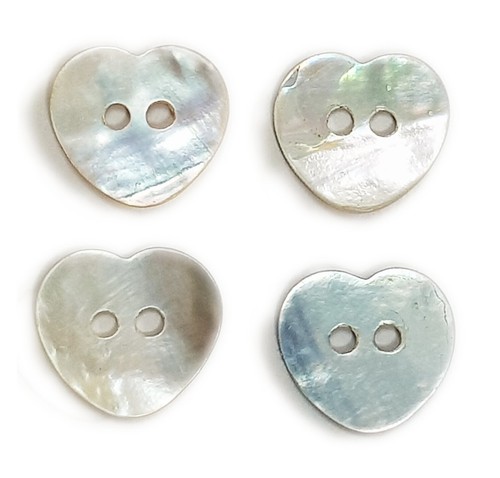 8 x Buttons MOTHER OF PEARL Small Buttons 2 Hole Iridescent ROUND HEART FLOWER - Picture 9 of 16