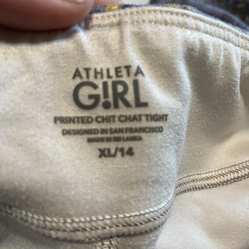 athleta girls leggings size X-Large 14 high Rise printed chit chat tight - Picture 6 of 8