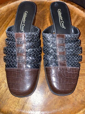 Coldwater Creek Slides size 6 1/2 M Two-Tone Brown/Black New No Box