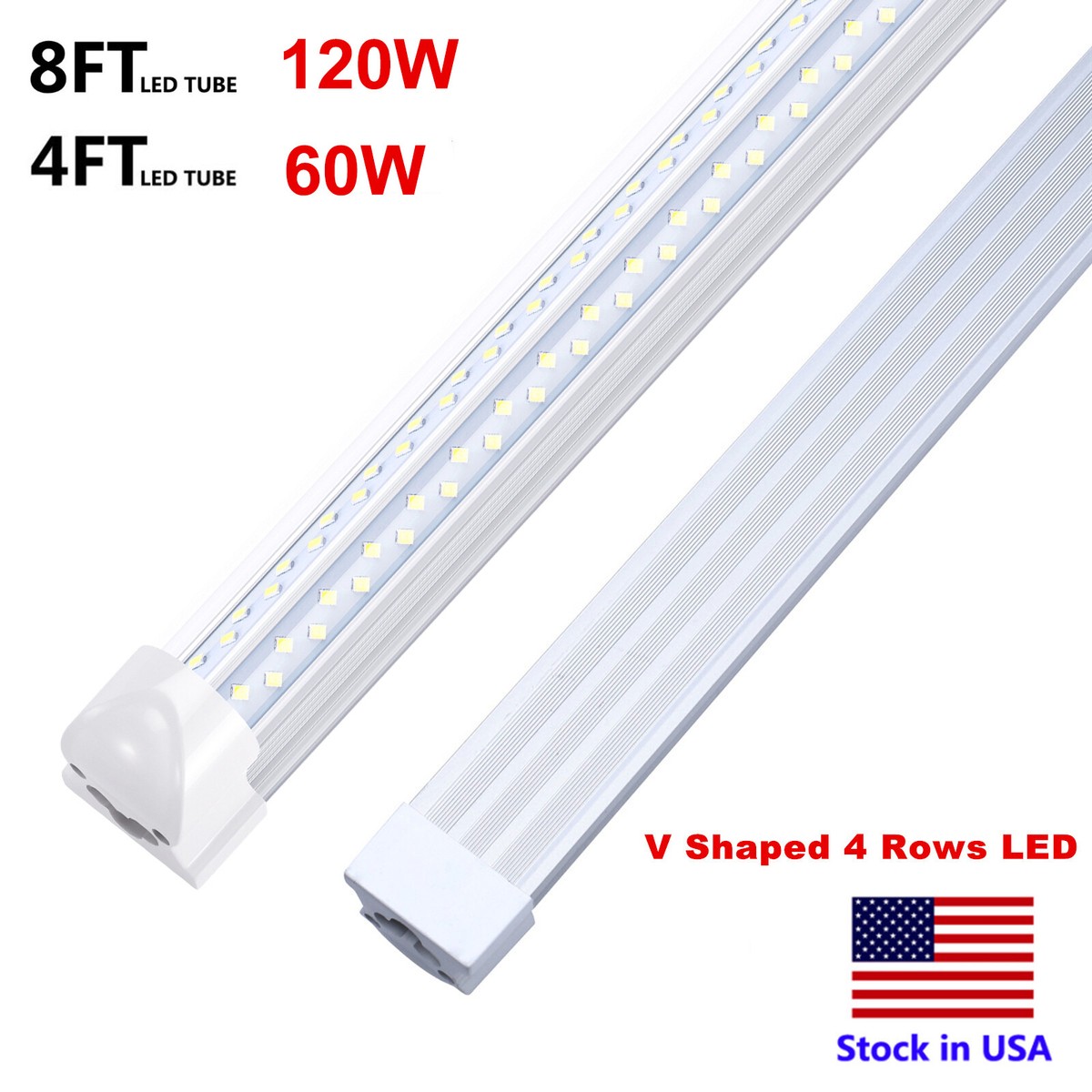 8Foot 120W LED Shop Lght Fxture ntegrated T8 8ft LED Tube 8' Gargae Lghts | eBay