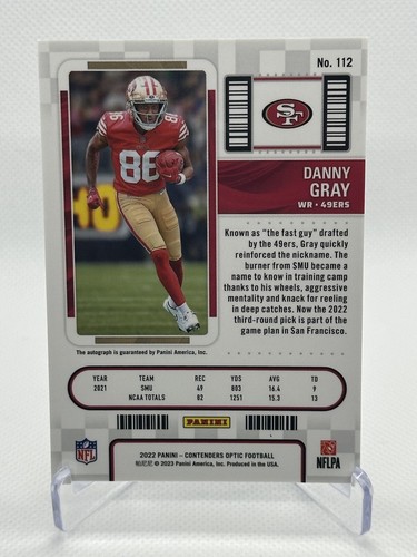 Danny Gray 2022 Panini Contenders Optic #112 Rookie Ticket Auto 49ers RC - Picture 2 of 2