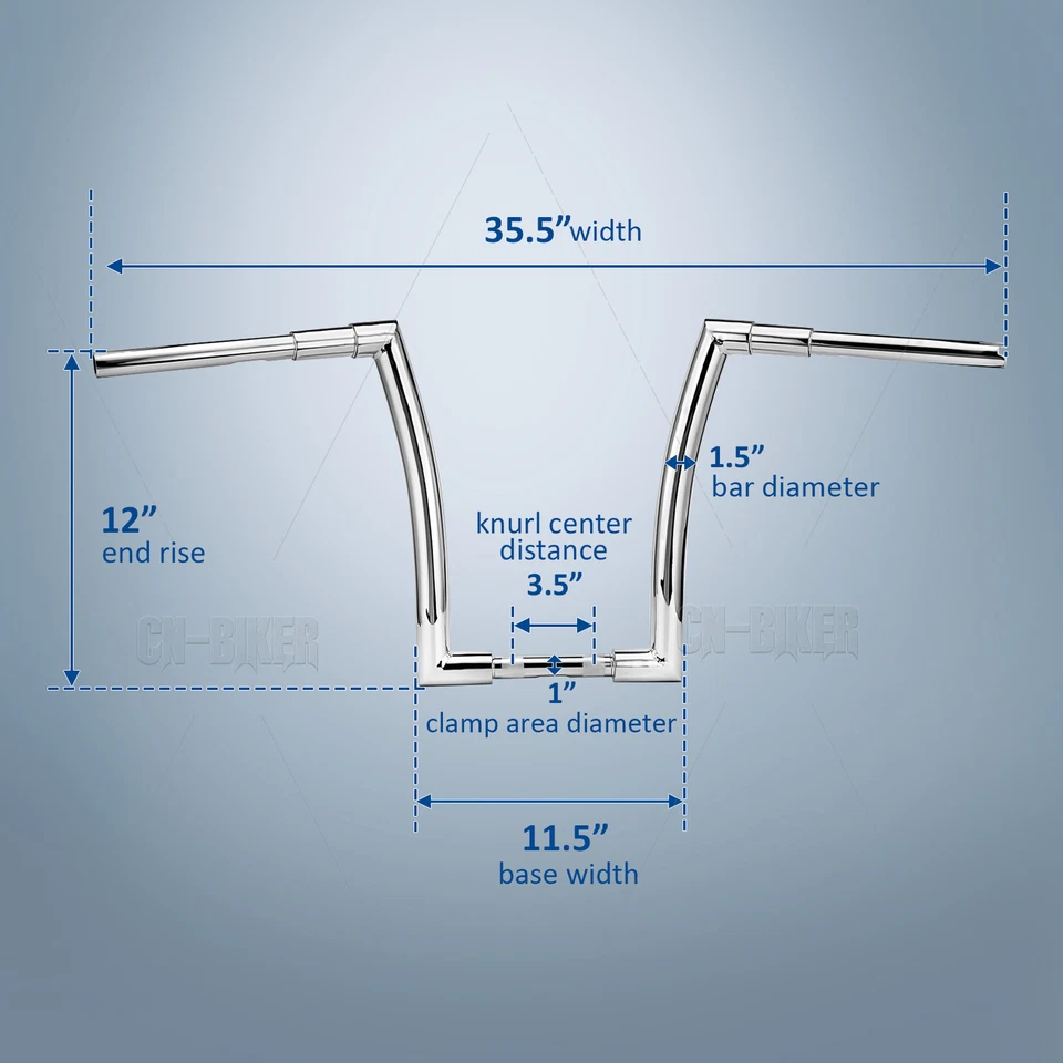 Manillar colgante APE 12"" DNA Monster Fat 1,5" barras para Harley Dyna Super Glide Foto 2 de 4