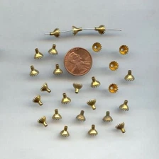18 VINTAGE BRASS CROWN PRONG 6mm. ROUND RHINESTONE SETTINGS WITH STEM 707A