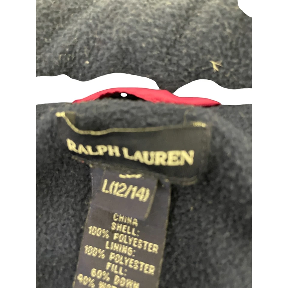 Ralph Lauren 热销粉色 Puffer 外套羽绒加厚夹克女孩 L 长袖 — 第 4/4 张图片