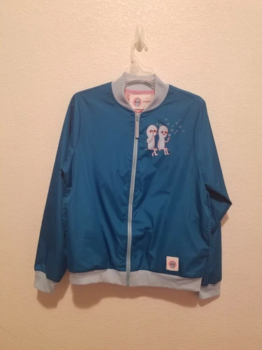 Strange Planet Nathan Pyle Alien Bubbles Blue Windbreaker Bomber Jacket XS video thumbnail