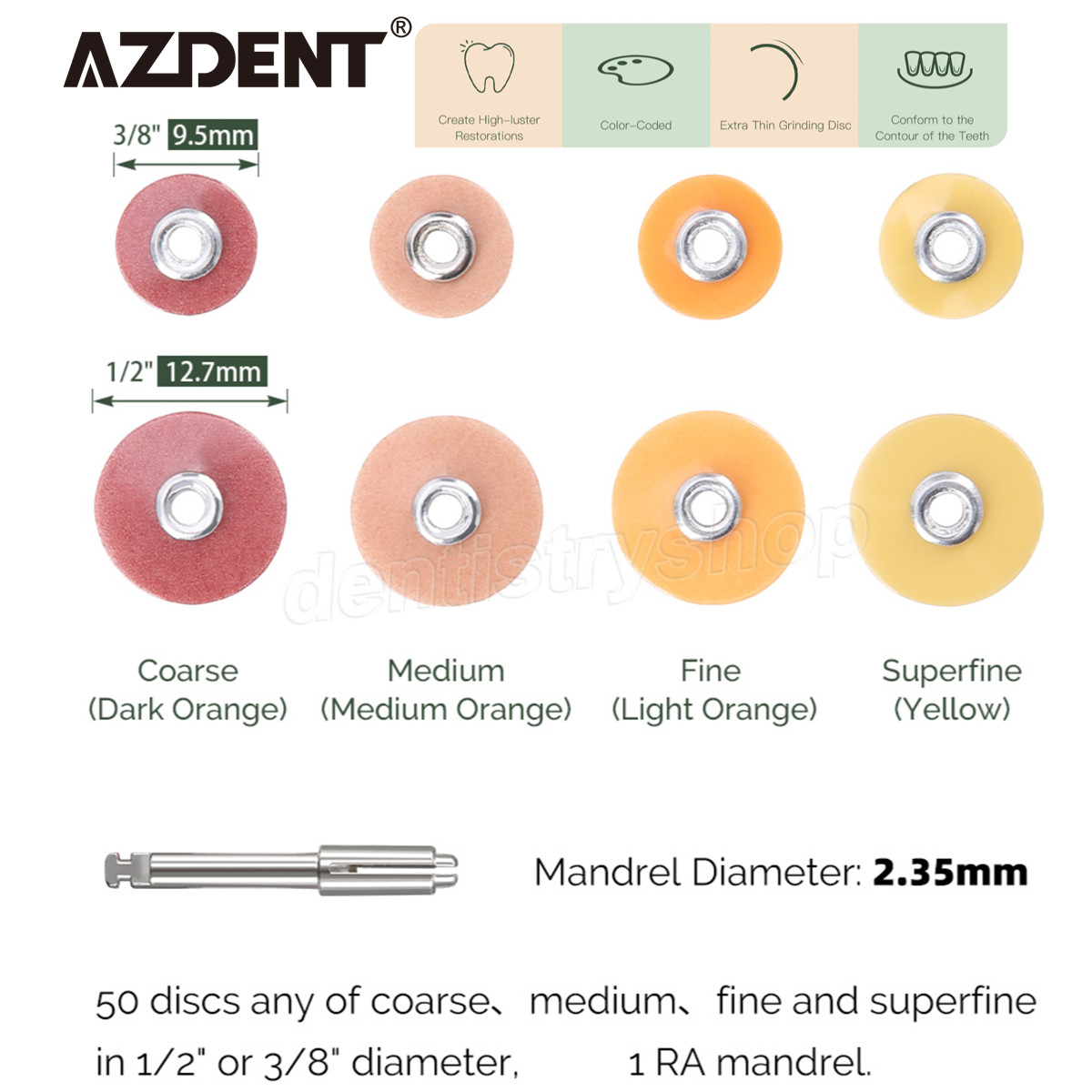 Discos de acabado y pulido de compuestos dentales superfinos finos medianos gruesos AZDENT