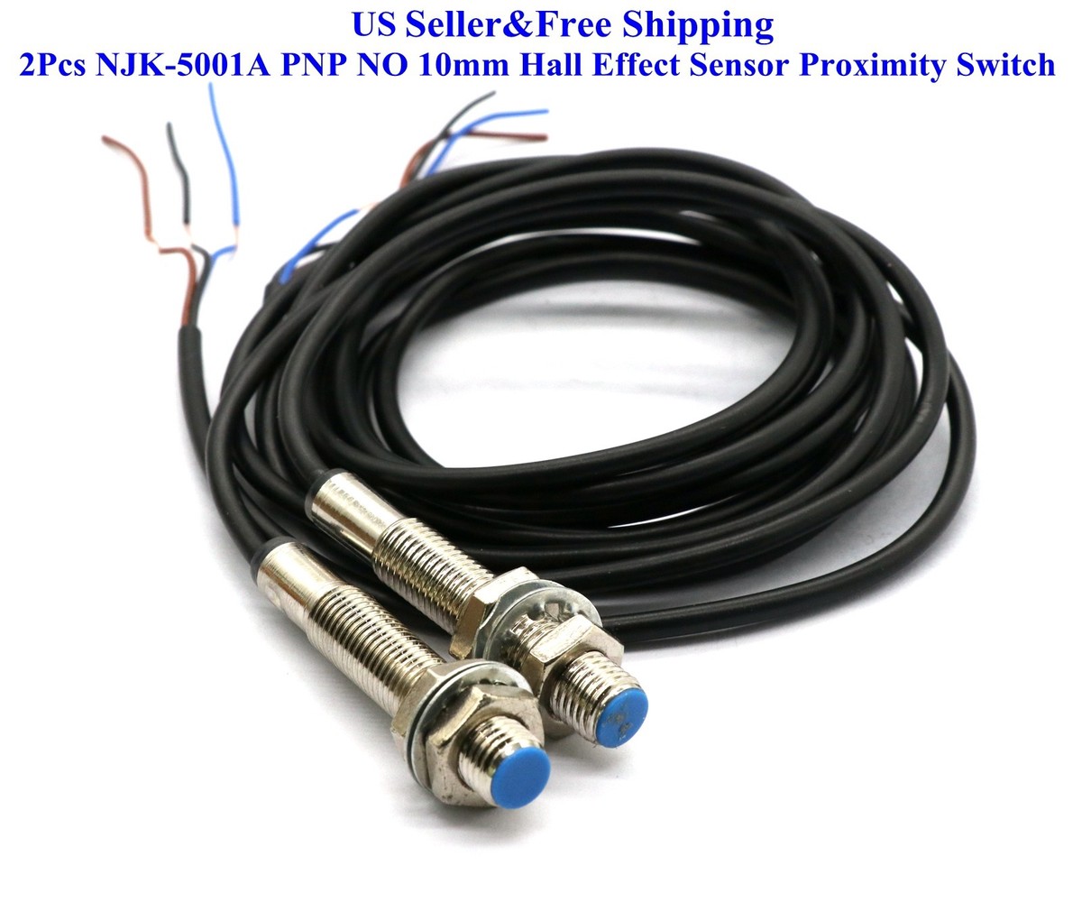 2Pcs NJK-5001A PNP NO 10mm Hall Effect Sensor Proximity Switch DC