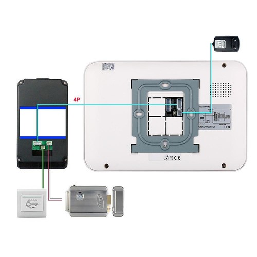 7" colori TFT LCD 2 monitor campanello IR RFID password videocitofono citofono - Foto 4 di 7