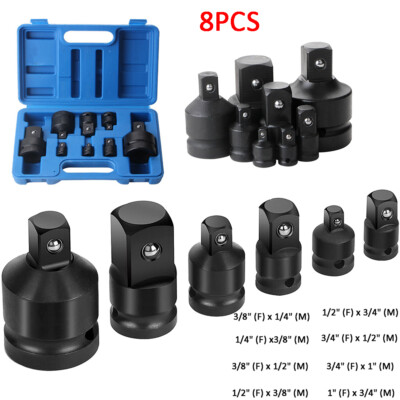 8-tlg Stecknuss Adapter Satz Schlagschrauber Nuss Set 1/4 3/8 1/2 3/4 auf 1 Zoll